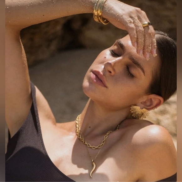 Zara Gold Sun Ray Earrings - Picture 3 of 4